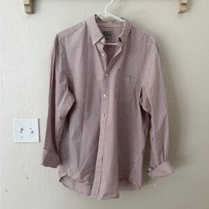 J. Crew Men's Red and White Checkered Shirt